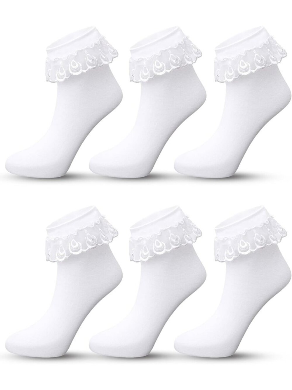 Frilly Lace Ruffle Ankle Socks for Women - Stylish Nylon Fashion Footwear